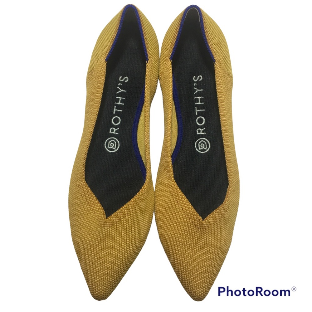 Rothy’s The Point Marigold Yellow Gold w/Royal Blue Halo Women’s Sz 9.5